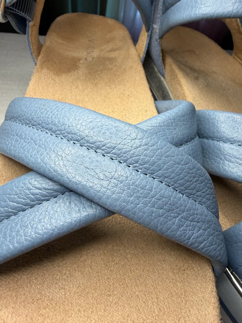 Vionic Reyna Leather Platform Slingback Sandals Light Blue Women's Size 9 - Picture 5 of 12